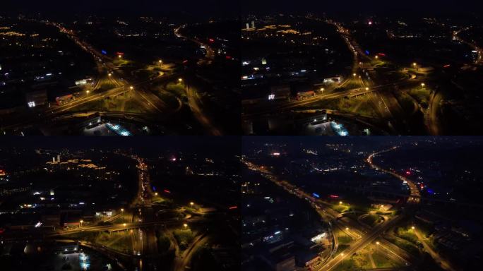 立交桥城市夜景 4K航拍