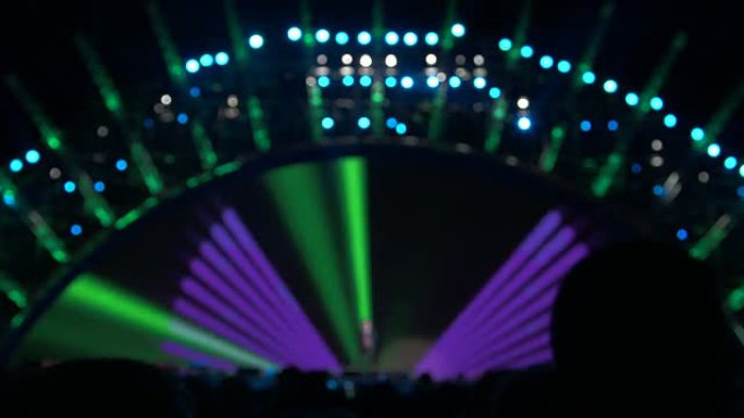 歌手在音乐演唱会的观众面前登台
