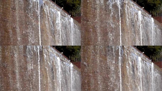 瀑布和砖墙