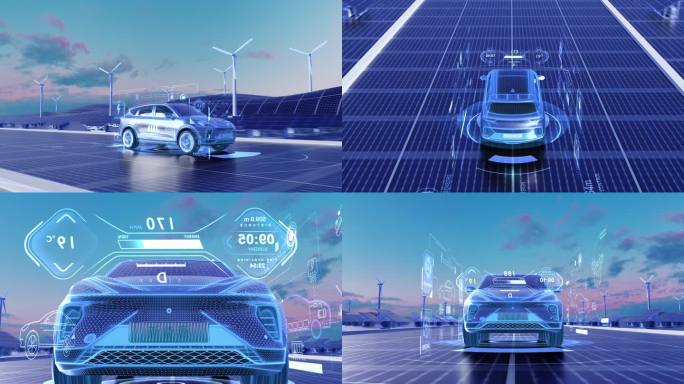 HUD科技感新能源汽车AE工程含视频素材