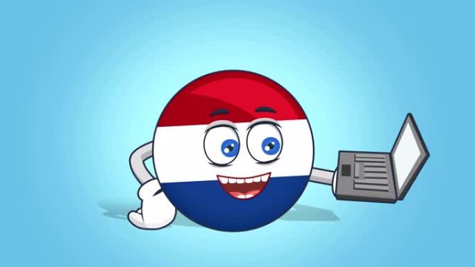卡通图标旗帜荷兰手提电脑与阿尔法哑光的脸部动画