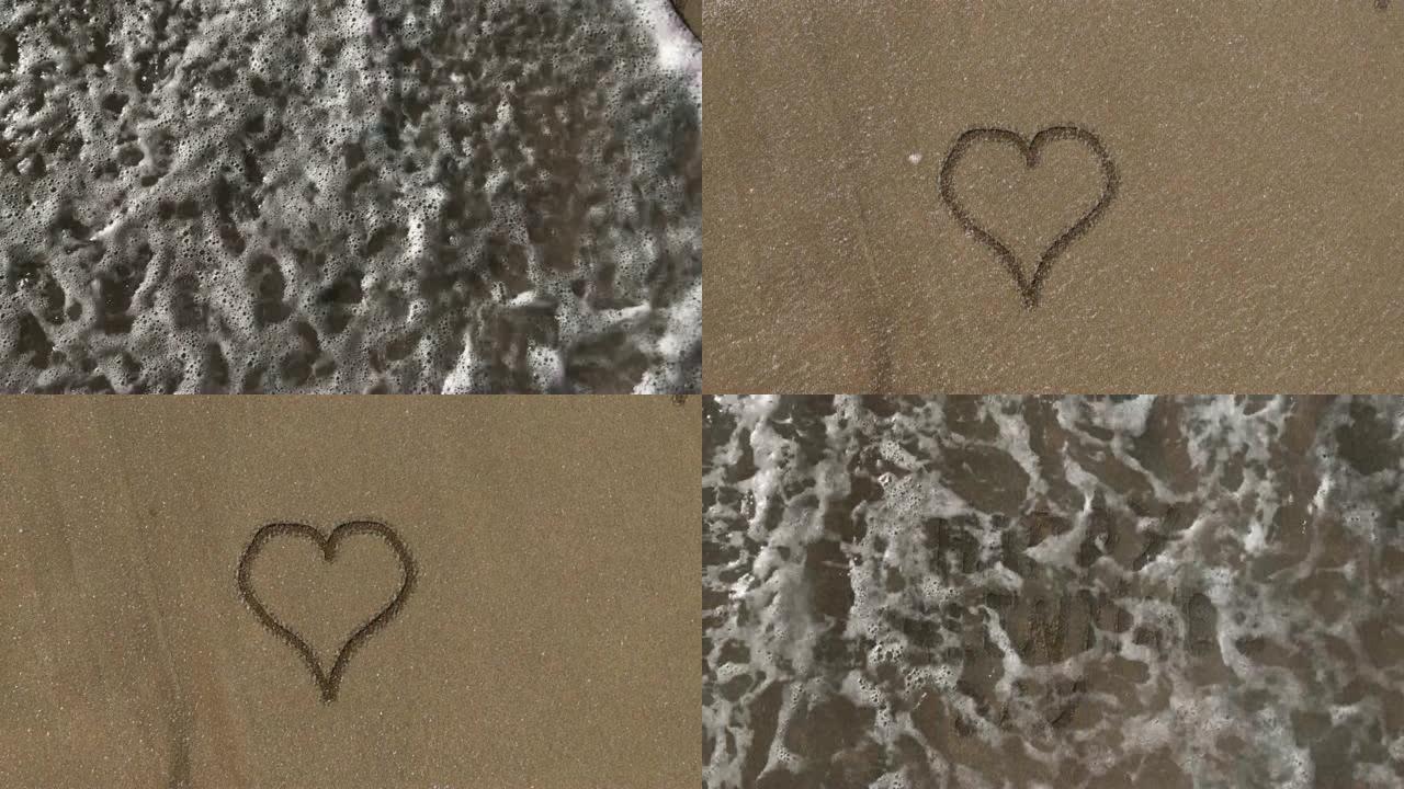 4k可循环的沙子上的爱