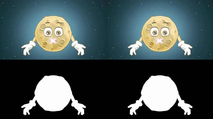 卡通可爱月亮无声胶带嘴带阿尔法哑光面部动画