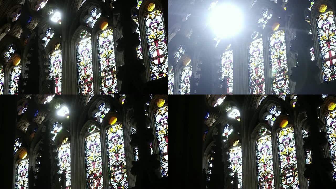 大教堂的彩色彩色玻璃窗