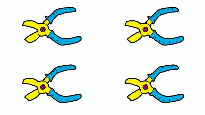 儿童画白色背景与钳子的主题