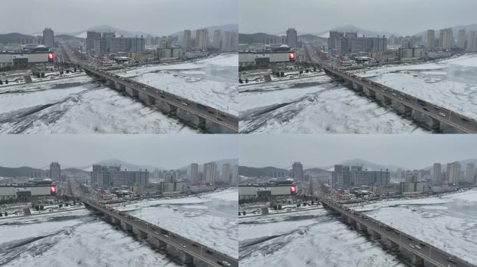 原创 辽宁通化市浑江冬季城市航拍风光