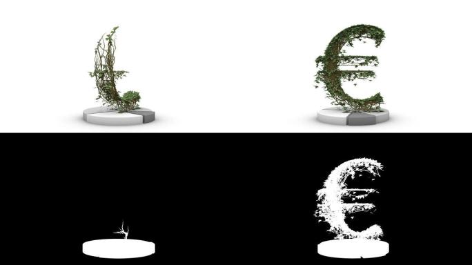 欧洲货币常青藤在饼图上生长