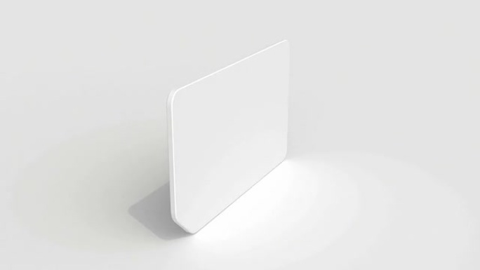 白色sim卡全旋转无限循环隔离在白色背景上，阴影柔和。3d渲染插图