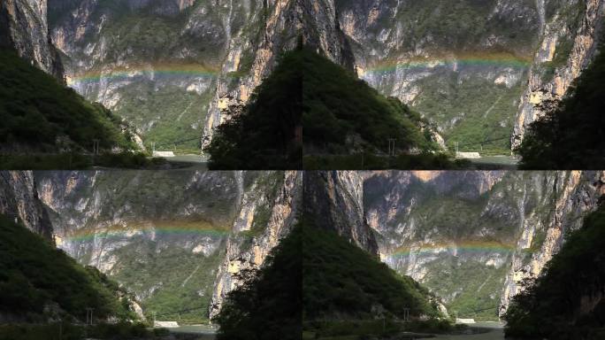 山间海峡上的彩虹