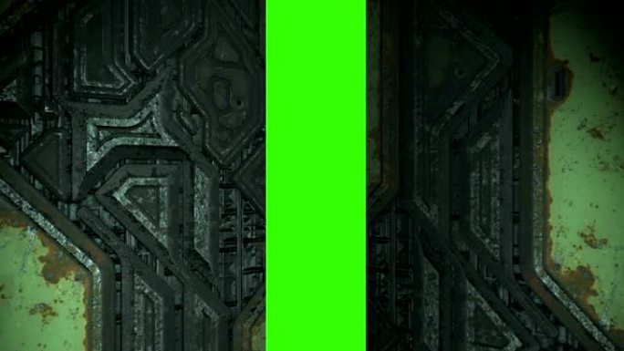 动画-金属门打开绿色屏幕