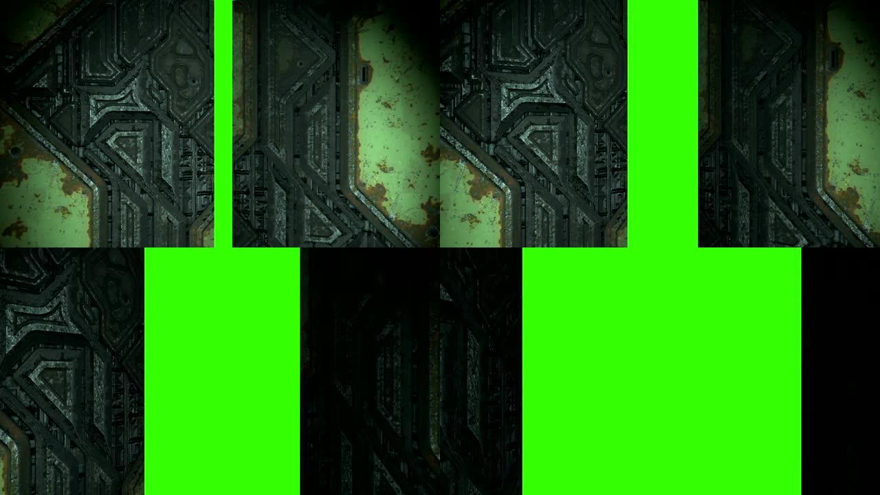 动画-金属门打开绿色屏幕