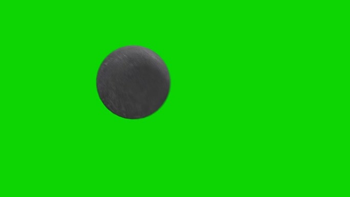 在绿色屏幕背景上滚动的圆形岩石大球