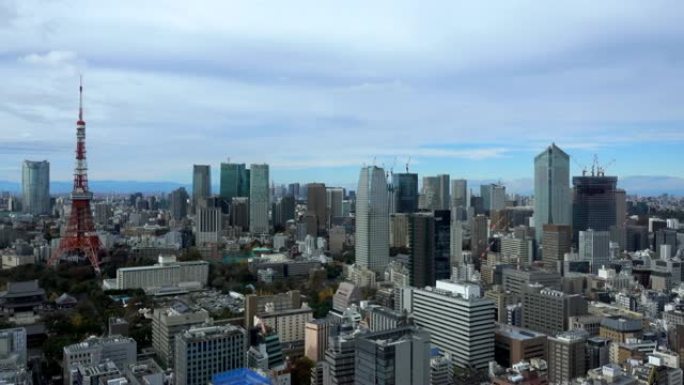 4k延时: 鸟瞰图日本东京城市景观