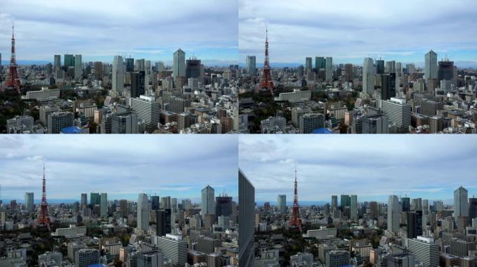 4k延时: 鸟瞰图日本东京城市景观