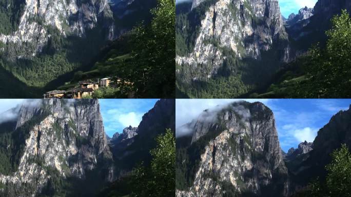 高山高原村落云层