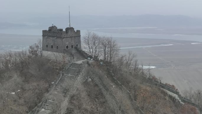 丹东中朝边境虎山长城航拍景观