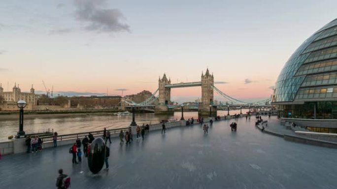 伦敦塔桥，从早到晚，4k延时