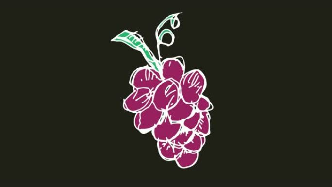 孩子们画以葡萄为主题的黑色背景