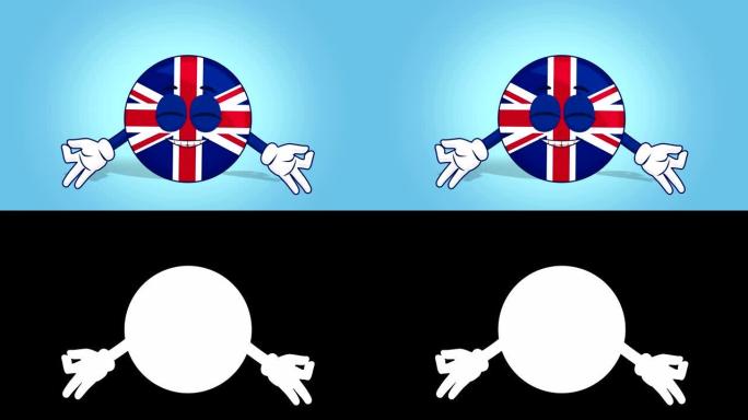 卡通英国英国禅宗放松与阿尔法Matte脸部动画