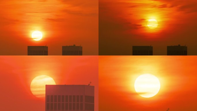 【4K】城市日出 上升的太阳
