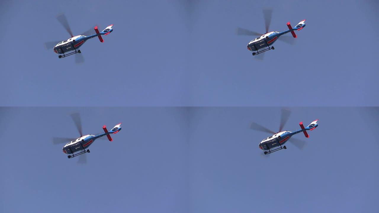 空中飞行中的直升机