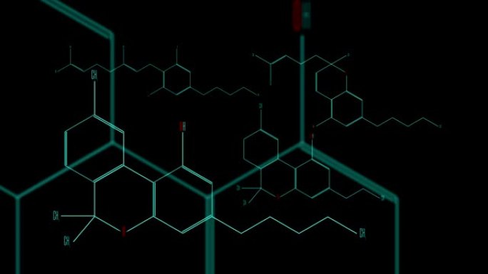 数字动画-一组大麻素分子