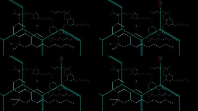 数字动画-一组大麻素分子