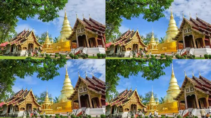 时间流逝: 泰国清迈的Wat phrassing Temple (变焦镜头)