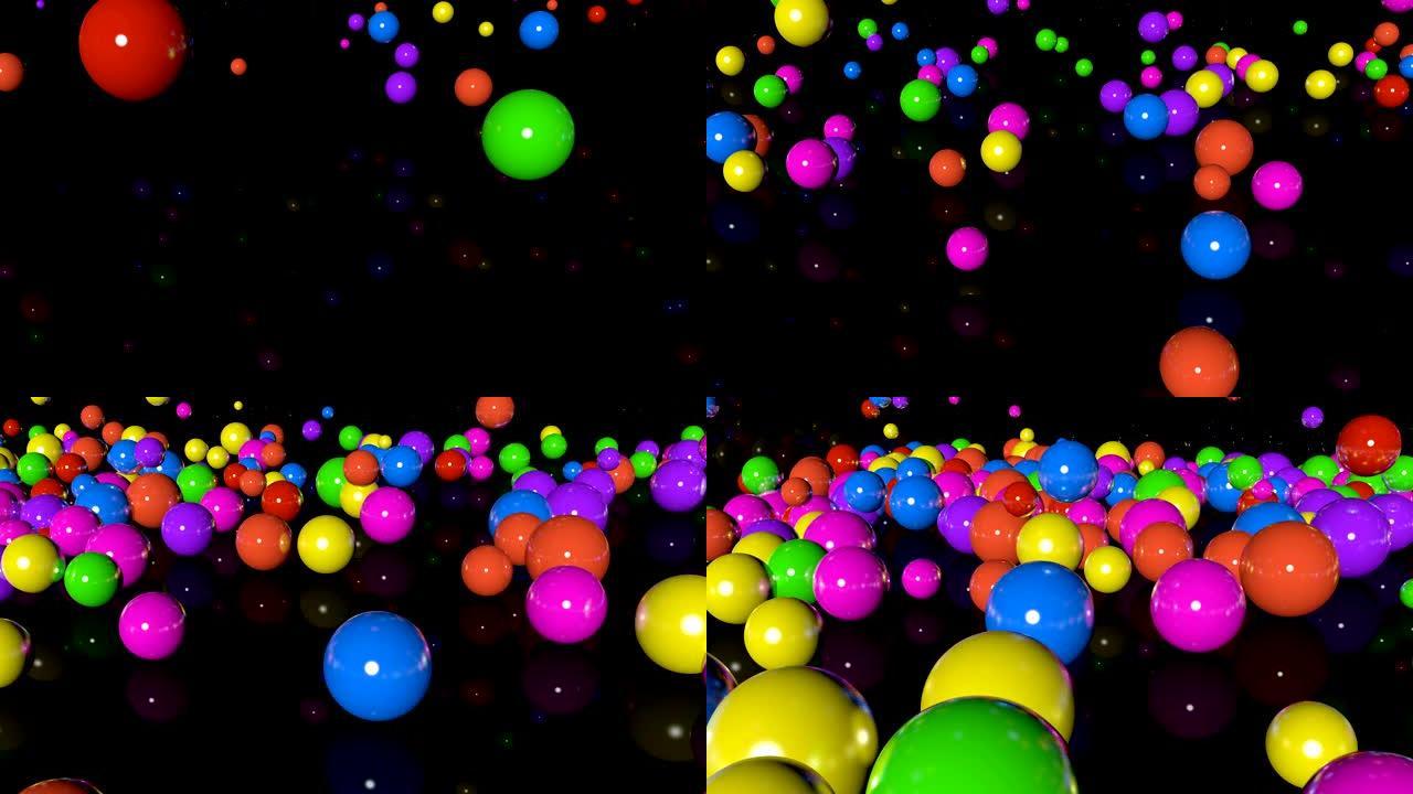 彩色球下落慢动作3D渲染