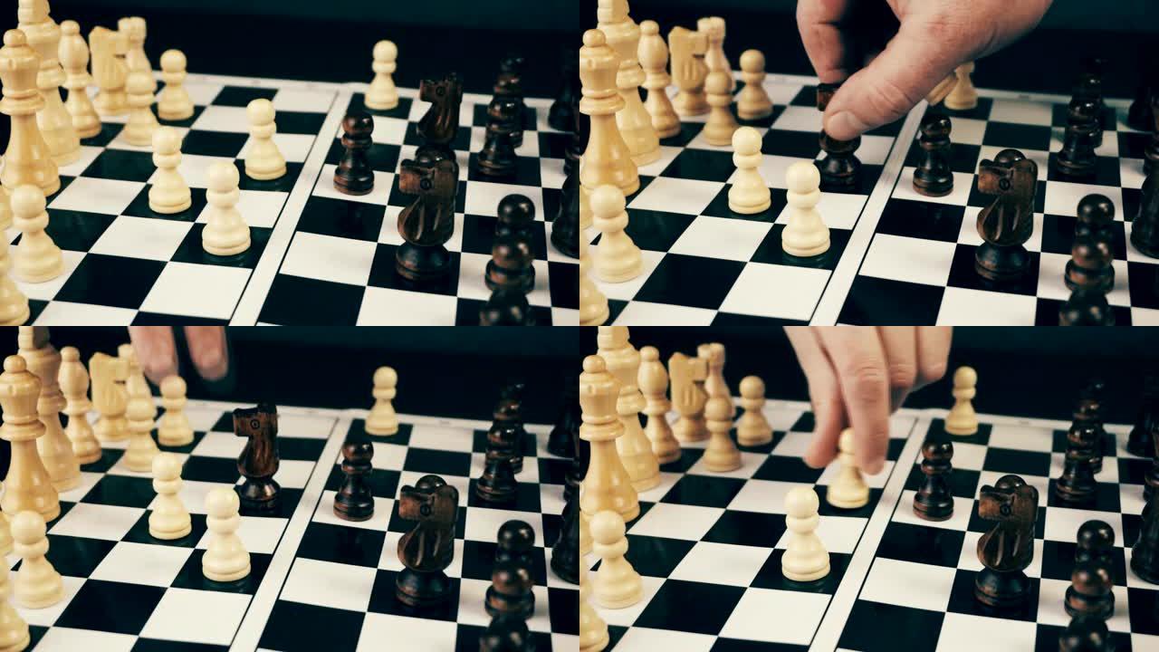 棋盘上的白棋和黑棋玩游戏