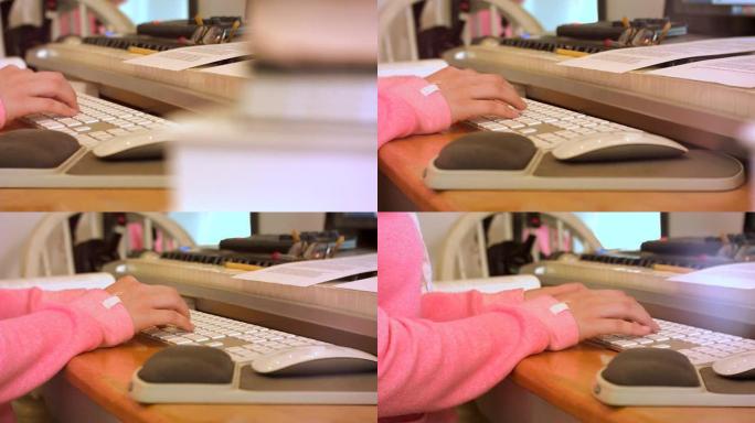 大学高中生女学生在计算机上做作业