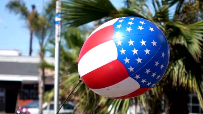 美国国旗颜色的气球，慢动作120帧/秒