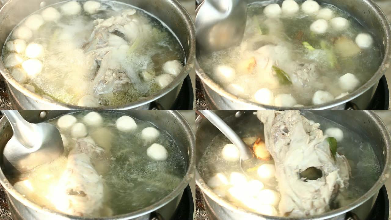 煮鸡肉ribin锅。