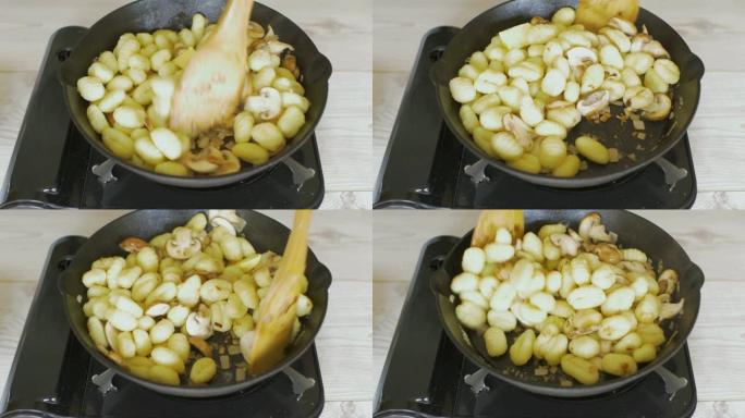 制作蘑菇菠菜汤团
