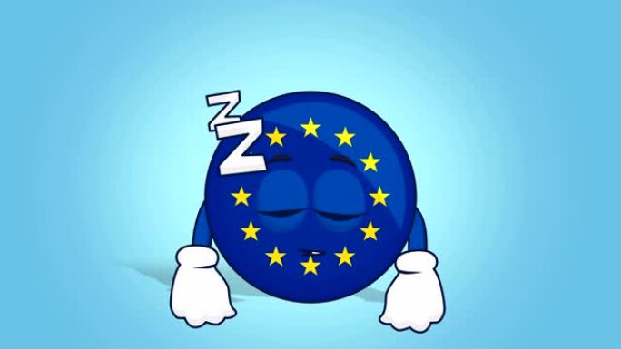 卡通欧盟图标旗睡眠与脸部动画