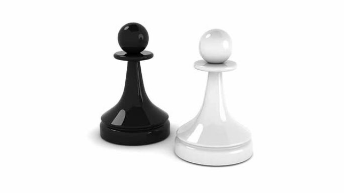 黑白古典棋子围绕一个共同的中心旋转