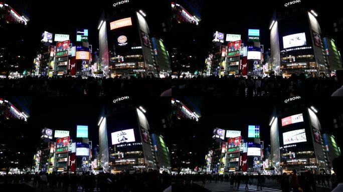 日本东京涩谷十字路口著名地标视频