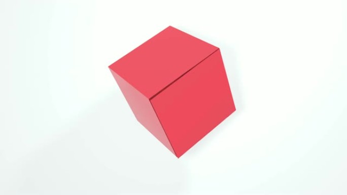红色立方体飞行的抽象3d动画。4k镜头。