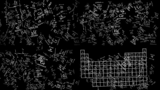 3D元素周期表黑白素材黑色背景组合排列