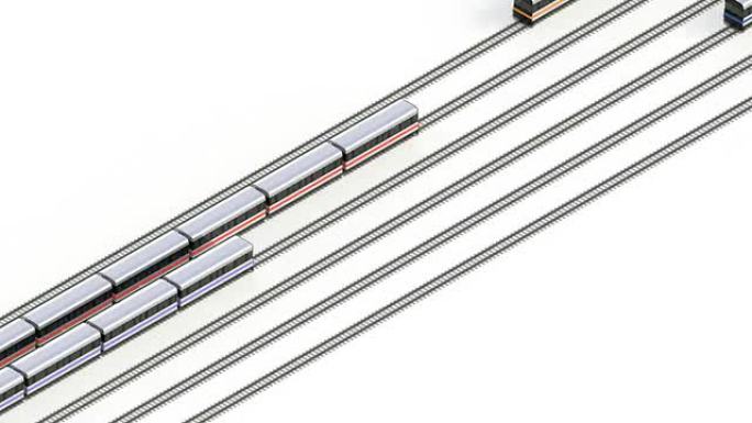 来往列车的等距视图