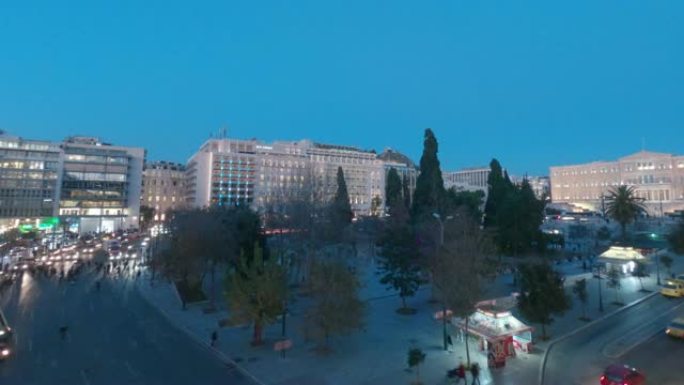 从白天到晚上的延时-希腊雅典，宪法广场