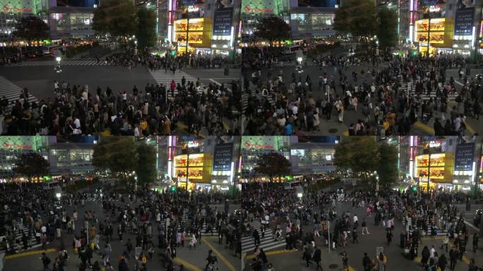 拥挤的人们走在日本涩谷区的omotsando大道