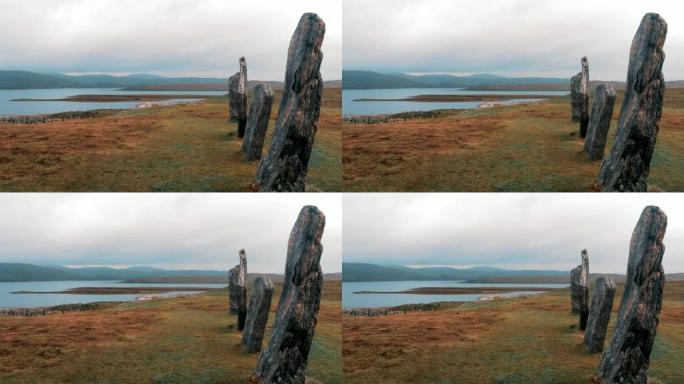 苏格兰外赫布里底群岛刘易斯岛卡拉尼什石头