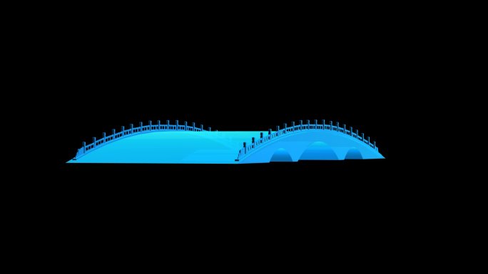 中式桥梁全息蓝色科技通道素材