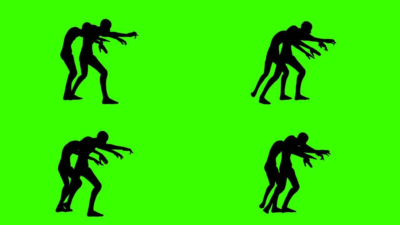 小插图2僵尸行走绿色屏幕的无缝循环