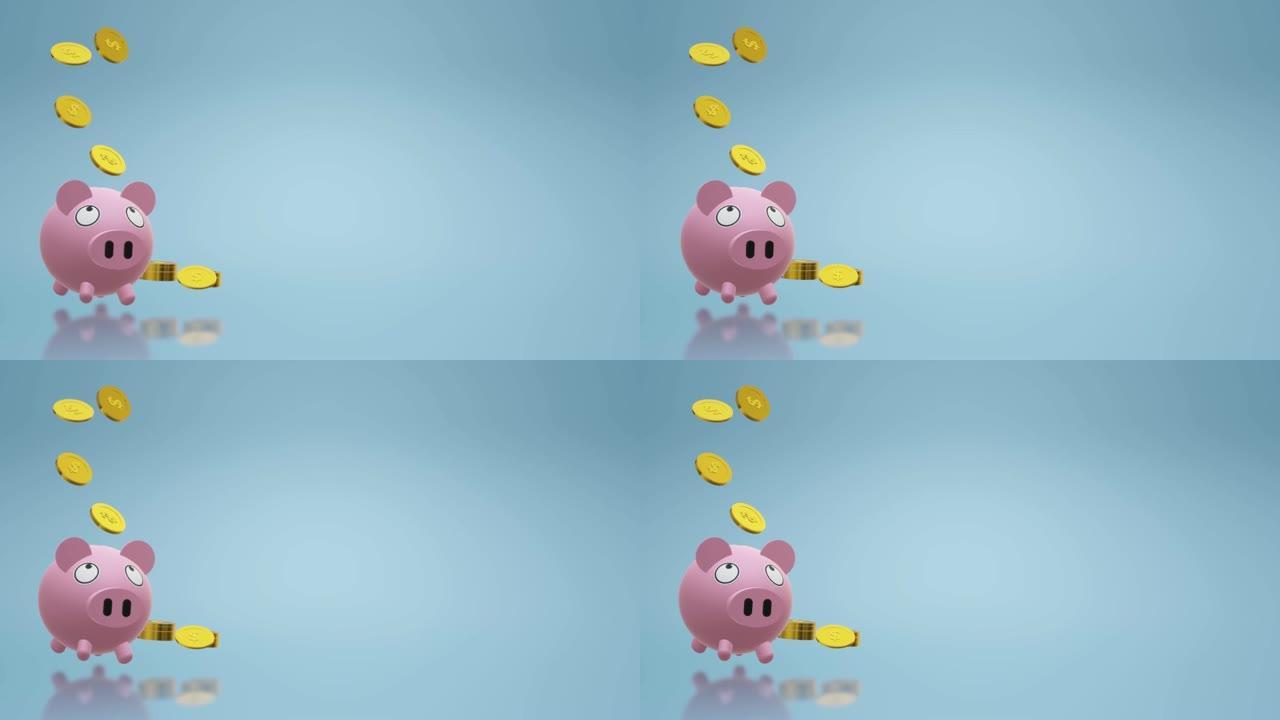 存钱罐硬币3d渲染为金钱内容。