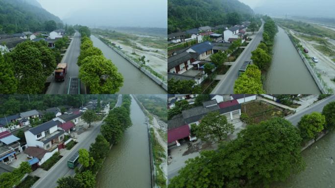 大巴车在山脚公路上行驶