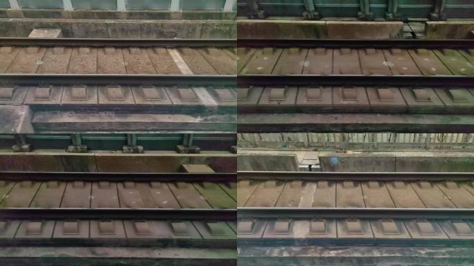 火车动车高铁行驶轨道铁轨特写视频素材9