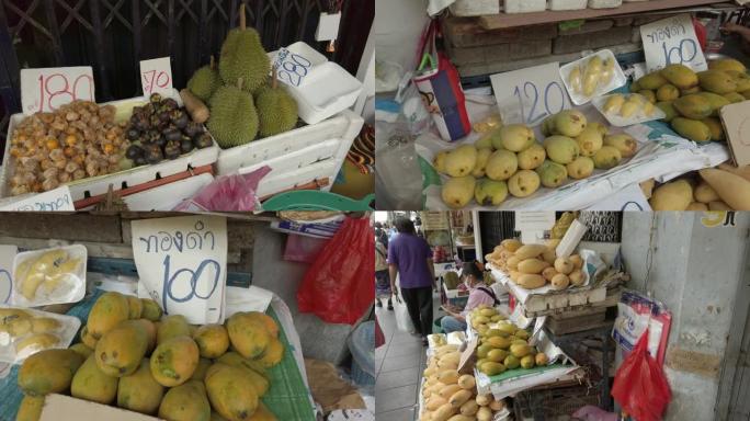 曼谷泰国中城人行道水果摊