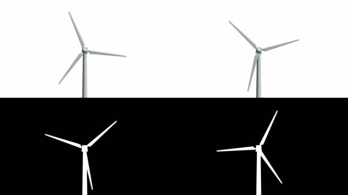 风力发电机旋转的无缝循环动画。